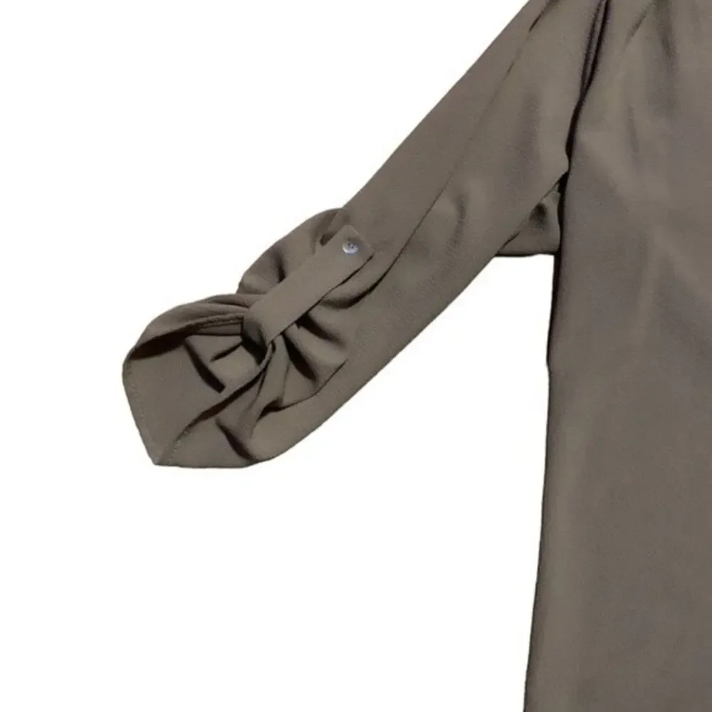 Perfect Peach‎ Blouse Top V neck 3/4 Sleeve Grey Size Small